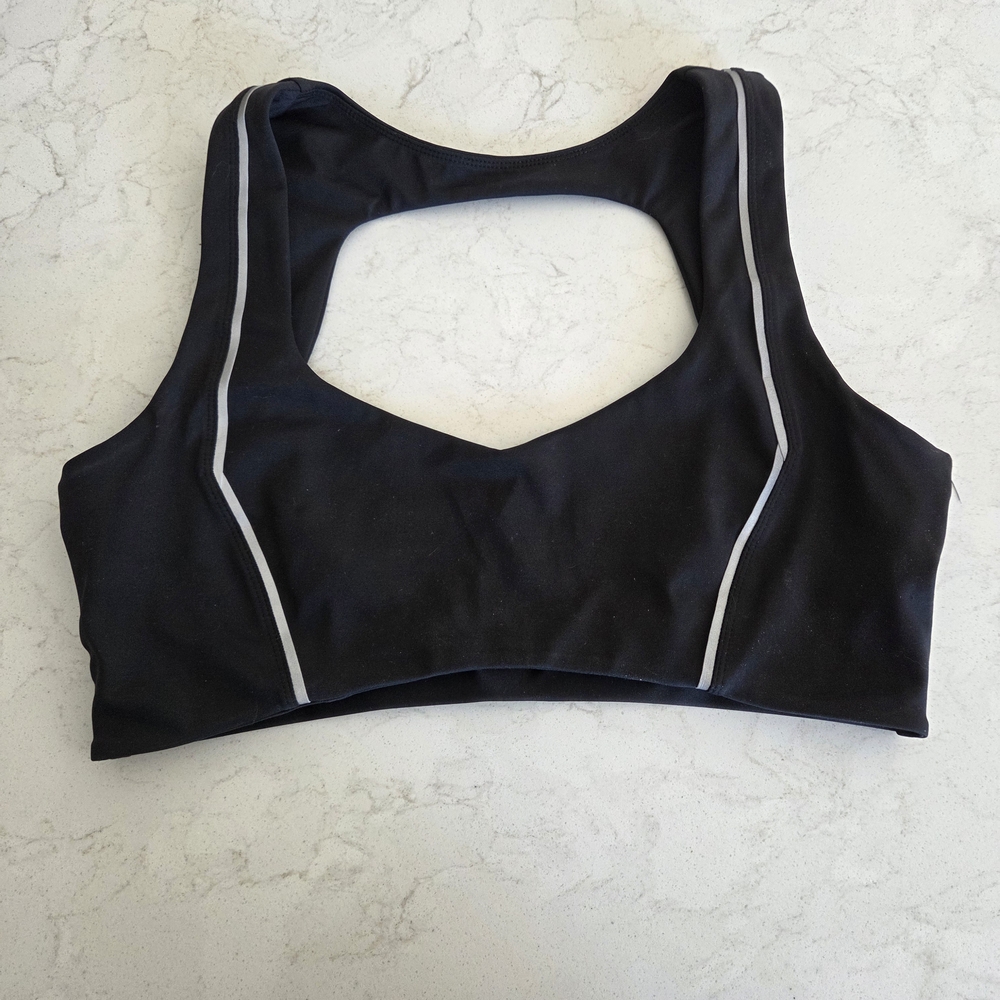Cleo Harper Victoria Black Sports Bra with Silver/Reflective Accents